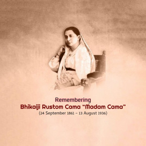 Portrait of Bhikaji Rustom Cama, an Indian political activist and poet.