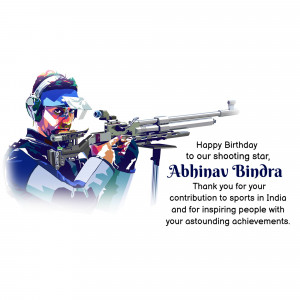 Abhinav Bindra, Olympic shooter, with rifle and birthday message