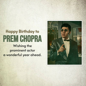Image of actor Prem Chopra with birthday wishes