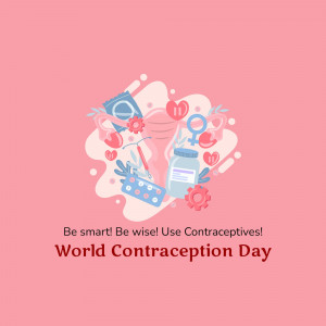 Illustration promoting World Contraception Day with various contraceptive methods.