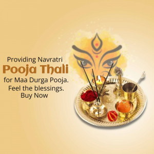 Navratri Pooja Thali with offerings and incense sticks