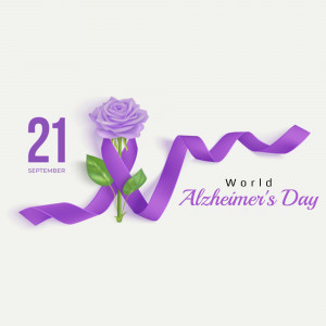 Purple rose and ribbon for World Alzheimer's Day