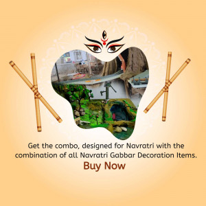 Navratri decoration combo featuring a Durga image and Gabbars