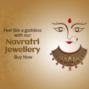 Navratri Jewellery advertisement with a goddess face and necklace