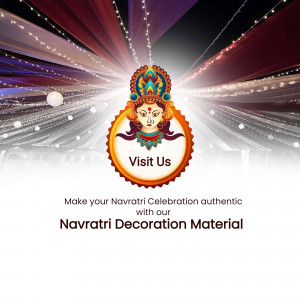 Navratri decoration material advertisement featuring Goddess Durga