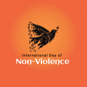 Image depicting a dove formed from silhouettes of people, with text 'International Day of Non-Violence'