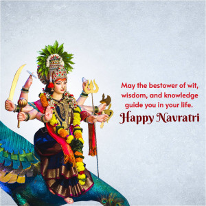 Image of Goddess Durga with a Navratri greeting