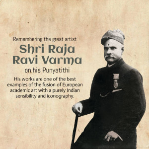 Portrait of Shri Raja Ravi Varma on a vintage background