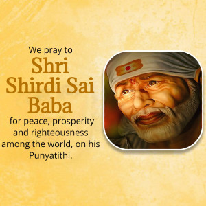 Image of Shirdi Sai Baba with a prayer for peace and prosperity