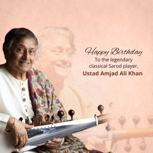 Portrait of Ustad Amjad Ali Khan with his Sarod