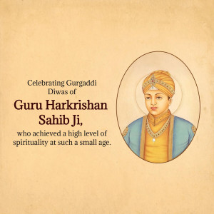 Portrait of Guru Harkrishan Sahib Ji celebrating Gurpurb