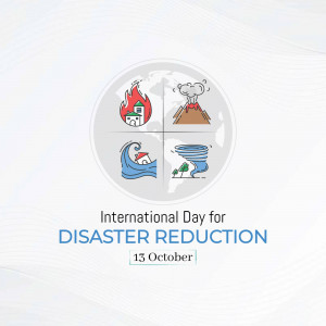 Illustration depicting various natural disasters for International Day for Disaster Reduction