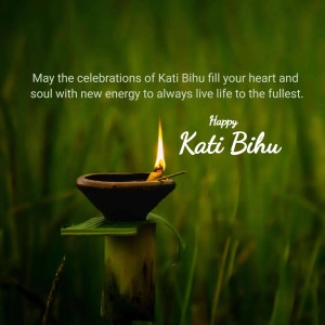 Kati Bihu celebration with a lit oil lamp