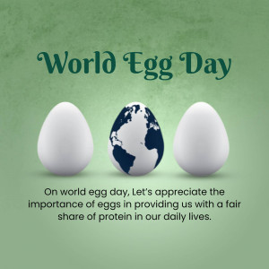 World Egg Day graphic with eggs and a globe