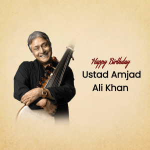 Portrait of Ustad Amjad Ali Khan with his Sarod