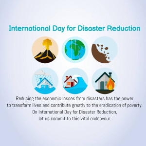 Illustration depicting various natural disasters like earthquakes, floods, volcanic eruptions, and landslides, with a house and globe.
