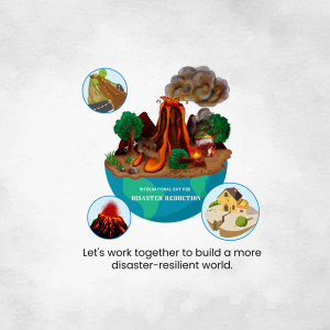 Illustration depicting various natural disasters and the need for disaster resilience.