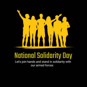 Silhouette of people with arms raised in solidarity with text 'National Solidarity Day'