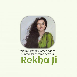 Portrait of Rekha with birthday greetings