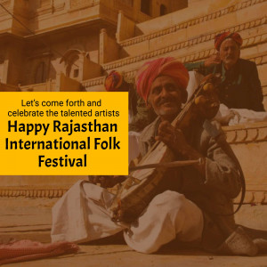 Rajasthani folk musician playing a stringed instrument at a festival