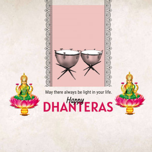 Dhanteras festival greeting with Goddess Lakshmi and traditional drums