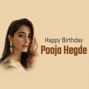 Portrait of Pooja Hegde with a birthday greeting