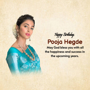 Pooja Hegde birthday greeting with a portrait of the actress