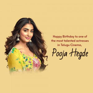 Portrait of Pooja Hegde with birthday text