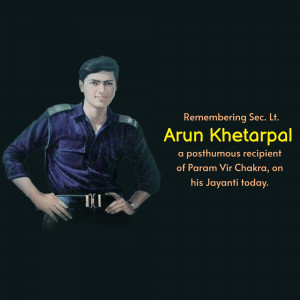 Portrait of Arun Khetarpal, a Param Vir Chakra recipient