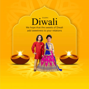 Happy Diwali Wishes With Family Graphic For WhatsApp