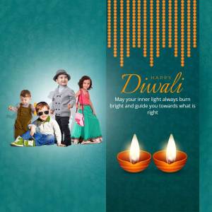 Happy Diwali With Kids Creative Design For WhatsApp