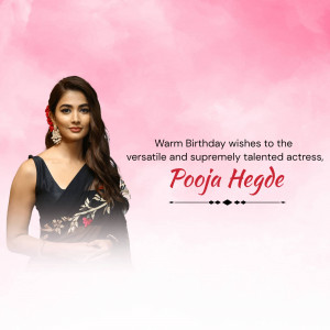 Pooja Hegde birthday greeting with a portrait of the actress.