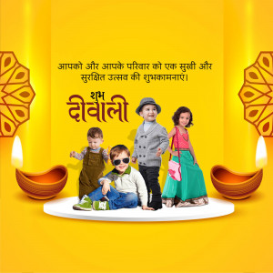 Happy Diwali With Family Social Media Post For LinkedIn