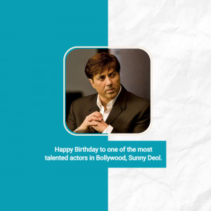 Image of Bollywood actor Sunny Deol with a birthday message.