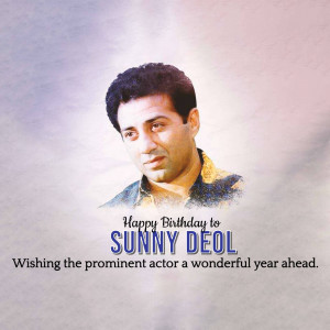 Portrait of Sunny Deol with birthday greetings