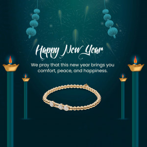 New Year greeting with jewelry and traditional oil lamps
