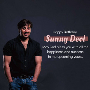 Portrait of Sunny Deol with birthday wishes