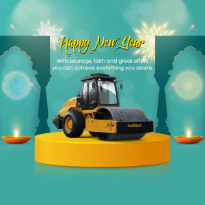 Construction roller with New Year decorations