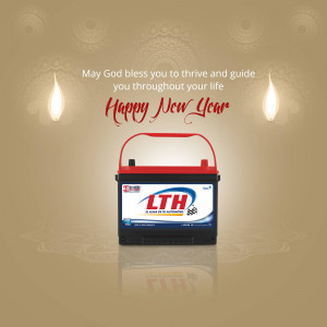 LTH Battery with New Year wishes and Diwali lamps