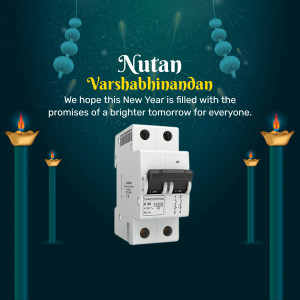 Nutan Varshabhinandan greeting with an electrical circuit breaker