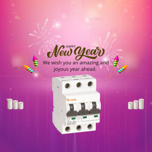 New Year greeting with an electrical circuit breaker