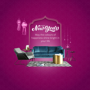 Modern living room with New Year decorations