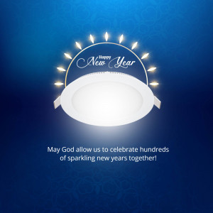 New Year greeting with a light fixture and sparkling lights