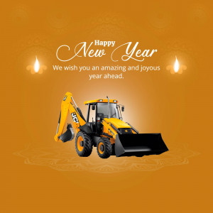 JCB Backhoe Loader with New Year Wishes