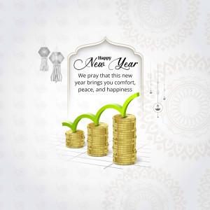 New Year greeting with a financial growth theme