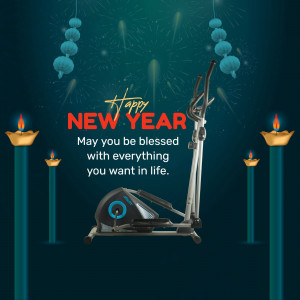 Elliptical machine with New Year decorations
