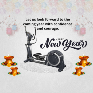 Elliptical trainer with New Year decorations