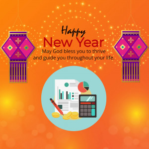 New Year greeting with business and financial elements