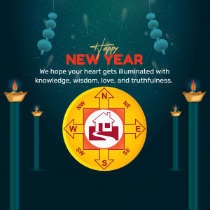New Year greeting with a compass and candles