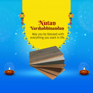 Nutan Varshabhinandan greeting with wooden flooring display